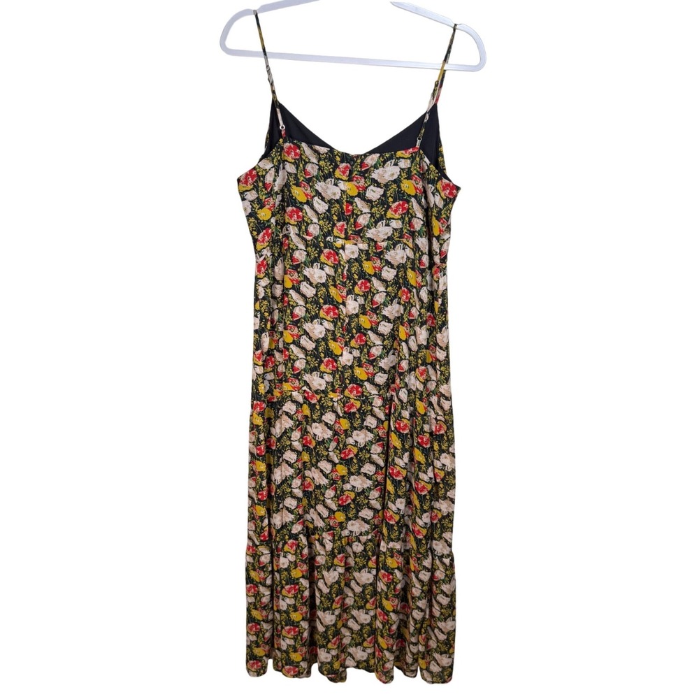 J.Crew Floral Maxi Dress 14 Black Multi Tiered Boho Cottagecore Garden Party Sun - Picture 2 of 11